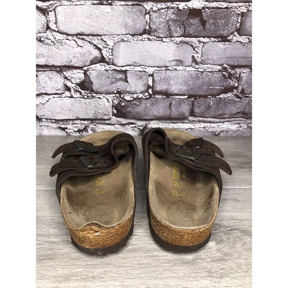 Birkenstock Arizona Mocha Brown Suede Leather Slides Sandals Women Sz 39EU/8.5M - Picture 5 of 16